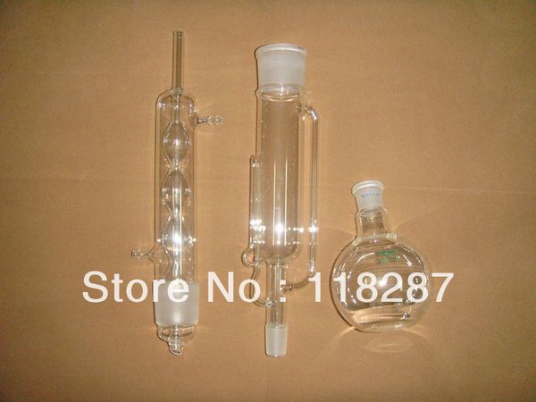 

wholesale- 500ml soxhlet extractor,condenser,pumping tube and flat flask, one plat bottom flask,lab glassware