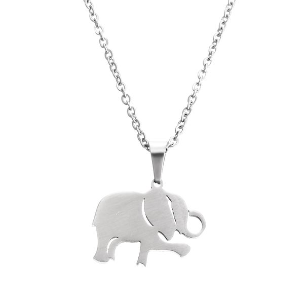 

everfast fashion stainless steel necklace, lovely dancing elephant pendant animal necklaces women kids long chain party gift sn036, Silver