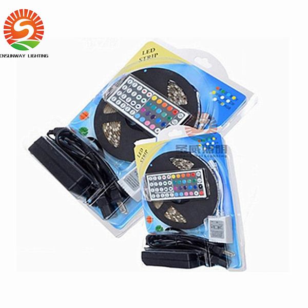 

5050 rgb led strips light smd 300 led 60led m flexible led light ribbon waterproof ip65 with 44keys controller 12v5a power free
