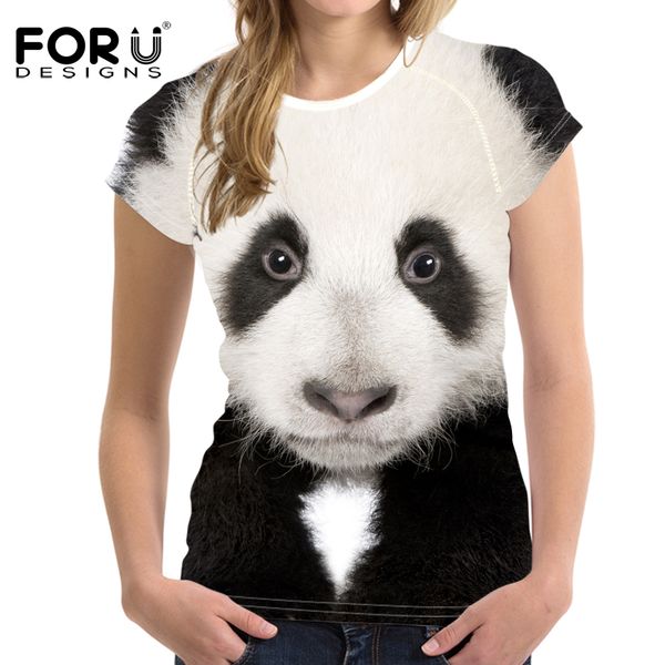 

wholesale- forudesigns 3d animals kawaii panda printed women t shirt fashion female clothes ladies short sleeve t-shirt mujer tshirts, White