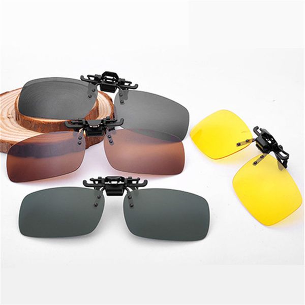 

wholesale-men women retro flip up polarized sunglasses clip on myopia glasses kids day night vision goggles sun glasses uv400 three sizes, White;black
