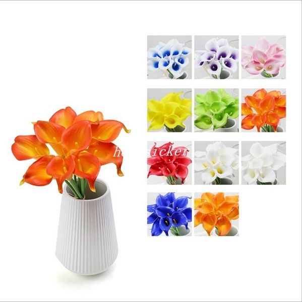 15 colori fiori artificiali vintage 9 pezzi / lotto mini viola in bianco mazzi di gigli di calla per bouquet da sposa decorazione fiori finti