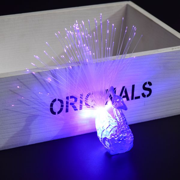 

peacock finger ring bracelet light discoloration flash cartoon fiber small toys creative gift bag mail
