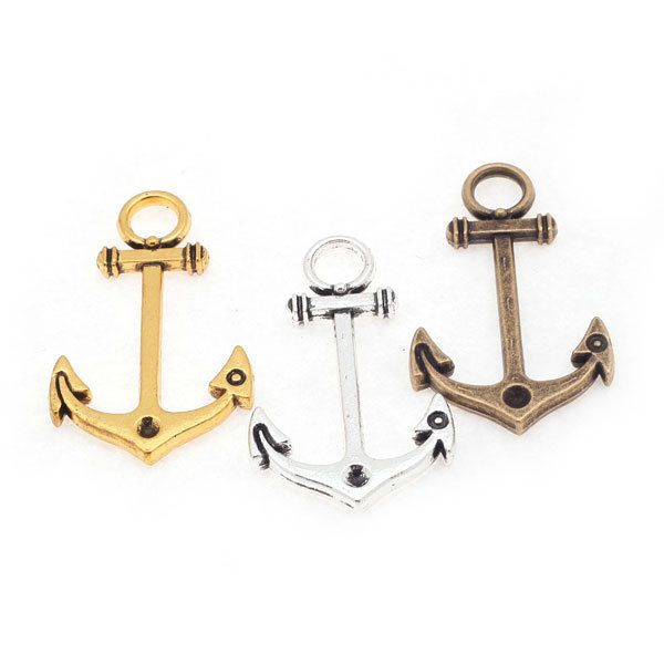 

wholesale-vintage metal zinc alloy nautical anchor charms fit jewelry pendant charms makings wholesale 30pcs 20*32mm 7635, Bronze;silver