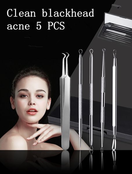 

5pcs stainless steel blackhead remover tool kit facial pimple needle blemish kits acne cleaner make up beauty tools