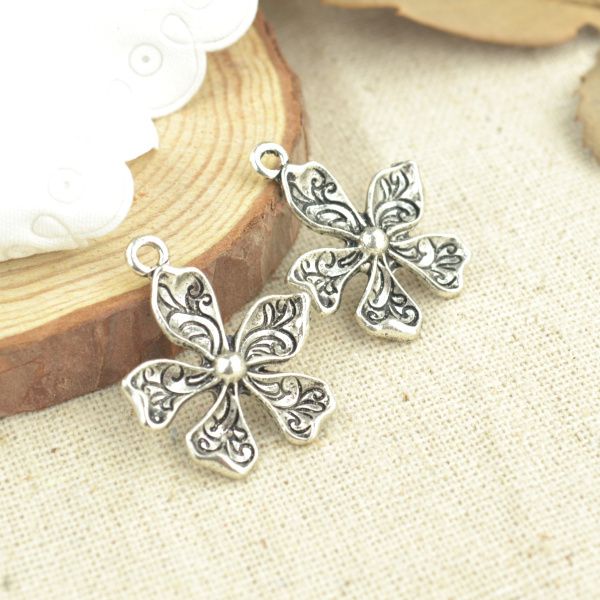 

wholesale- wholesale 50pcs metal tibetan silver charms metal flower antique pendants fit diy necklaces&bracelets jewelry making 3193, Bronze;silver