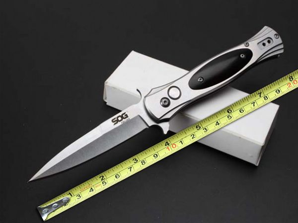 

2017 SOG ASSISTED OPENING Folding Knife Stonewash 8Cr14Mov 58-60HRC Blade Wood Handle EDC Pocket Rescue Hiking Survival Gift Knives F962E