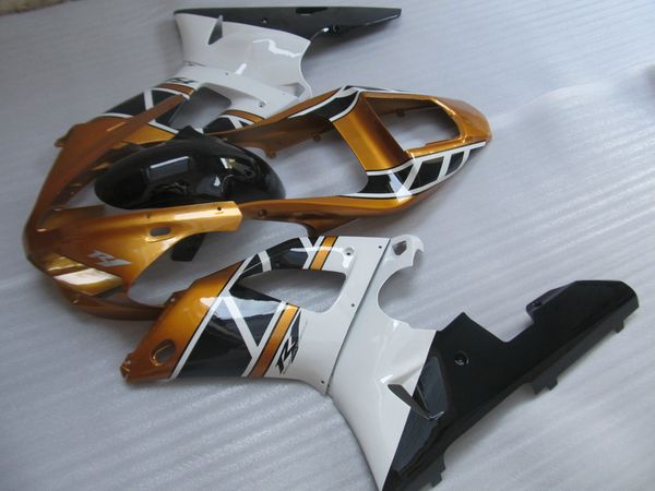 

7 gifts fairing kit for yamaha yzf r1 2000 2001 gold white black fairings set yzfr1 00 01 ot24