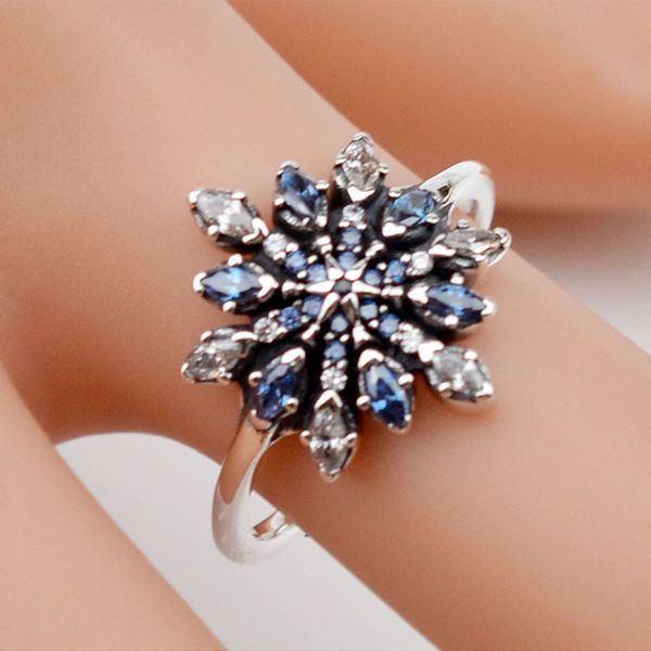 

edell925 sterling silver ring pave crystallised snowflake rings for women compatible with pandora diy jewelry birthday present