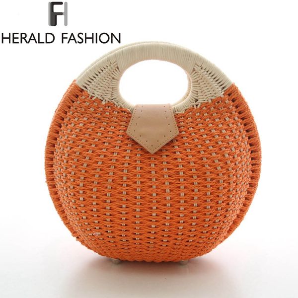 

wholesale-rattan women bag snail's nest tote summer beach handbags female small handle bags herald fashion sac a main bolsa feminina