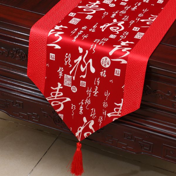 

удлиненная 120inch китай слово лоскутная таблица runner этнический luxury silk brocade обеденный стол ткань high end защитные колодки placem