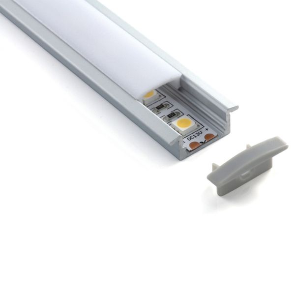 50 x 1 m Sätze/Los Superschlankes LED-Streifenlicht mit Aluminiumprofil und T-Profil aus Aluminium für Wandeinbau- oder Stehleuchten