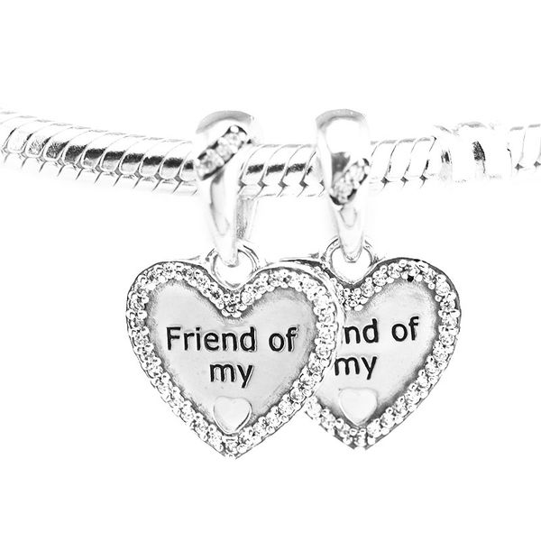 

pandulaso hearts of friendship dangle charm fits pandora charms bracelets woman diy beads for jewelry making authentic 925 sterling silver, Black