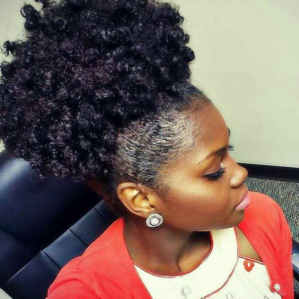 Short High 120g Ponytail Hairpieces Afro Kinky Curly Clip In