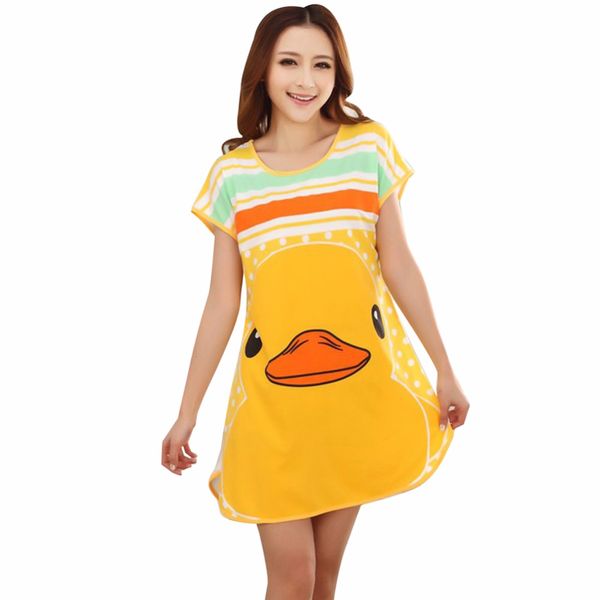 Wholesale- New Fashion Cute Women Casual Cartoon Nightwear Sleepwear Dress Short Sleeve Sleep Dresses Hot Sale Nightgown Y12