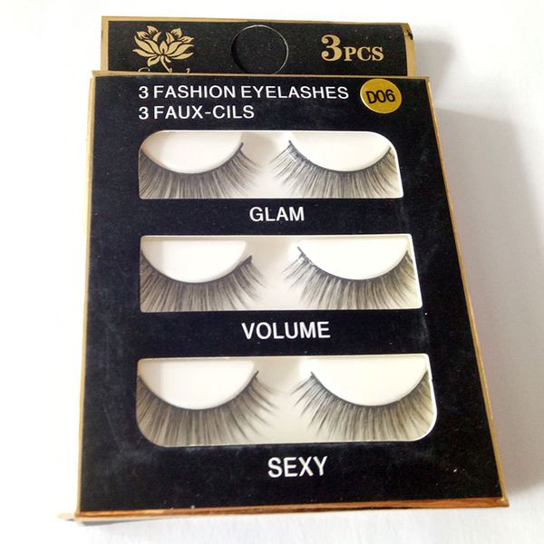 

factory direct export handmade 3 pairs natural false eyelashes beauty makeup long fake eye lashes ing