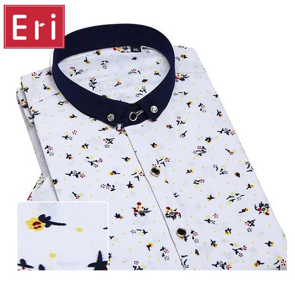 

wholesale- printed shirt men cotton casual mens social shirts white collar short sleeve slim fit fashion shirts with diamond buttons x143, White;black