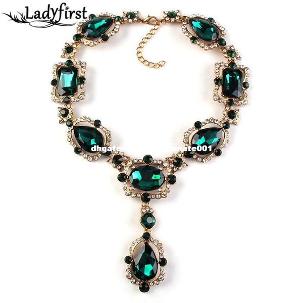 

Европейская Мода Кристалл Длинное Ожерелье Подвески Старинные Роскошные Gem Maxi За