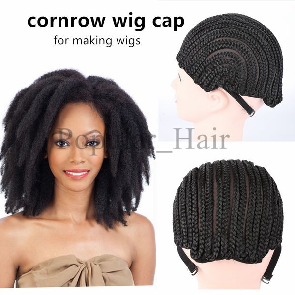 Black Crochet Synthetic Braids Wig Cap For Making Wigs With Small