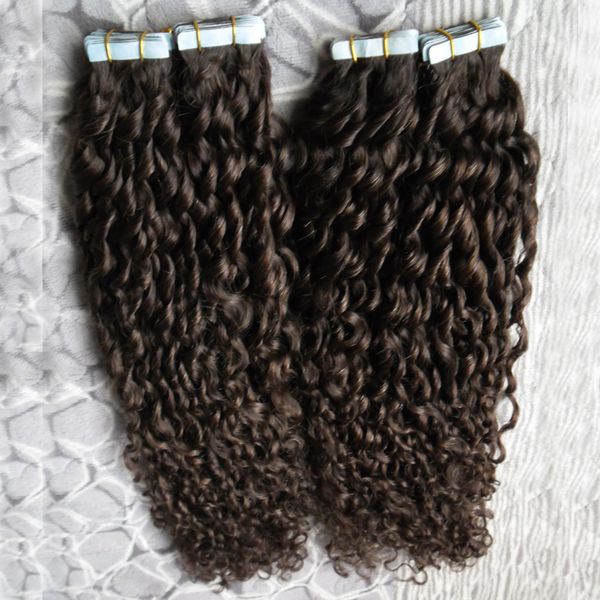 Brazilian Curly Curly Hairtape em extensões de cabelo humano 80 pcs / conjunto adesivos invisíveis tape put weft 200g