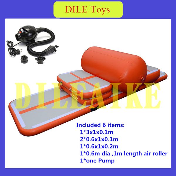 

a set (6 pieces) inflatable air track air floor mats tumble track with one pump