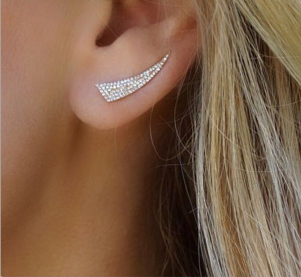 

jewelry ear studs knife shape rhinestone silver gold plated ear studs for womens girls party jewelry, Golden;silver
