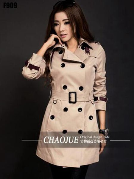 

women in the spring and autumn period and the han edition boutique new england elegant long thin trench coat / s-4xl, Black