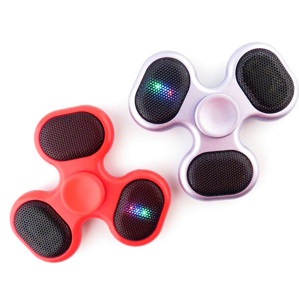 

led bluetooth mp3 audio player fidget hand spinner support micro sd tf card fidget spinner edc tri spinning spinner light gyro toys