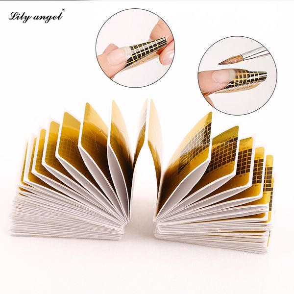

wholesale- 100 pcs professional nail forms sticker acrylic curve nails gel extension nail art polish guide form curl tips z10, Black