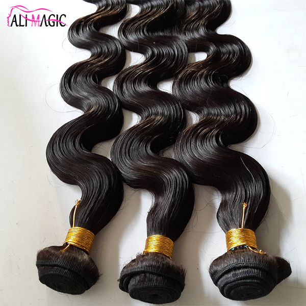 Ali Magic Brasileiro Teca de cabelo Pacotes 3pcs Cabelos humanos naturais Peruviano Onda solta Remy Braiding Weft 10-28 