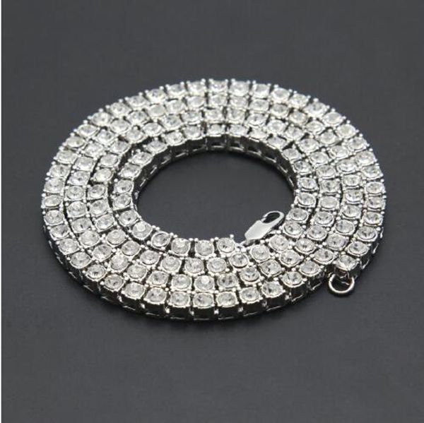 

men's 1 row of alloy diamond single row necklace, Black