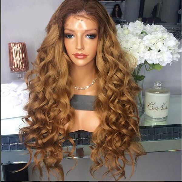 

glueless full lace wigs brazilian body wave t#4/#27 two tone ombre human hair wigs 180% front lace wigs bleached knots, Black;brown
