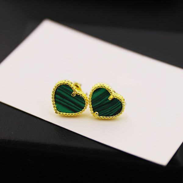 

2017 Fashion earring accessories factory directly batch fine copper plated hearts of hearts of the shell agate malachite ear nails
