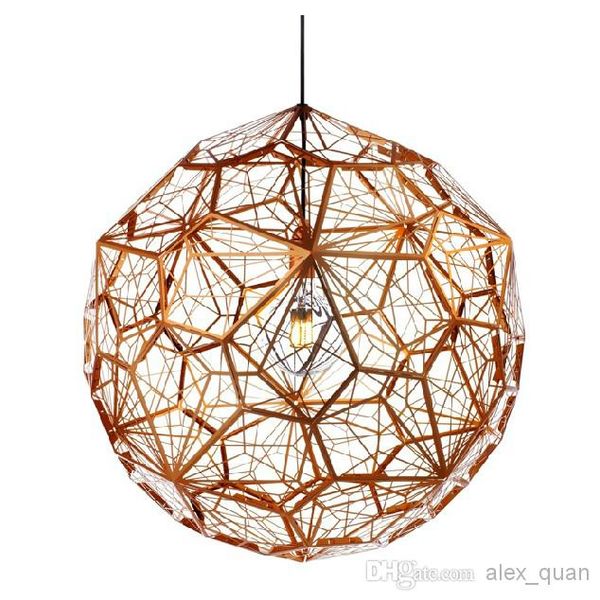 

Modern gold copper ilver etch web pendant light tainle teel diamond polygon pendant lamp for living room