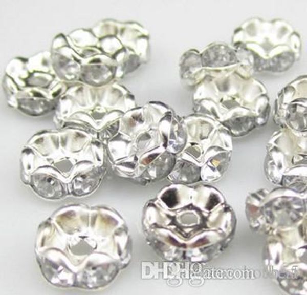 

good new arrival 500pcs/lot 10mm wave crystal spacer rondelle spacer silver plated bead for bracelet ale diy findings c8543 w62, Black