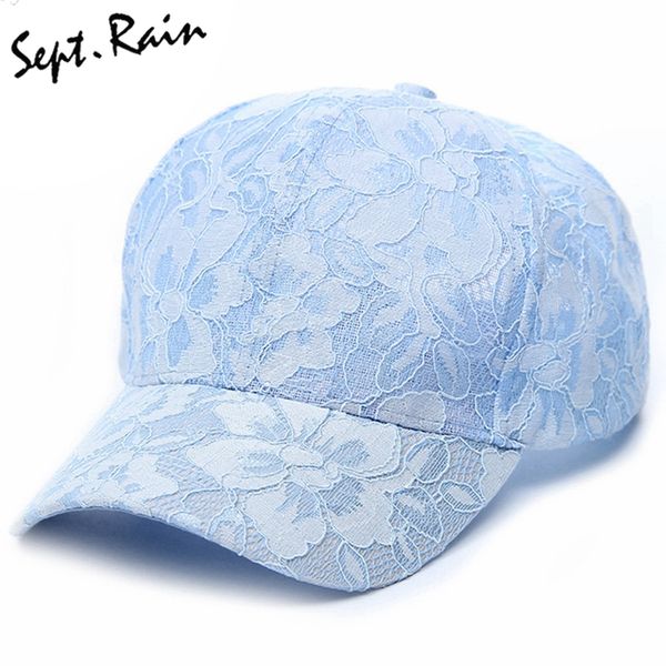 

wholesale- [sept.rain] new ladies snapback lace hats adjustable casual style spring summer feminina lace floral baseball caps for women, Blue;gray