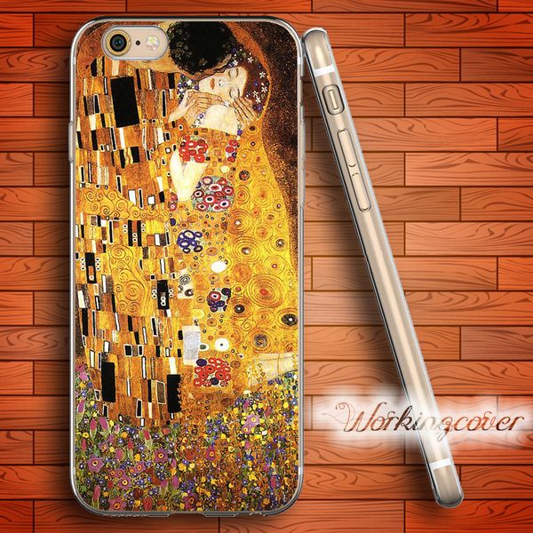 

capa kiss oil painting soft clear tpu case for iphone 6 6s 7 plus 5s se 5 5c 4s 4 case silicone cover