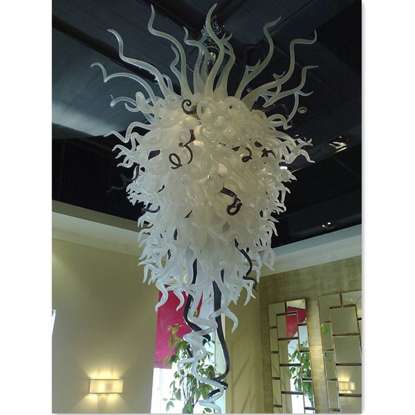 

современный светодиодный подвесной светильник белый цвет выдувное стекло люстра подвесной светильник дизайн большой фойе ресторан огни-girba