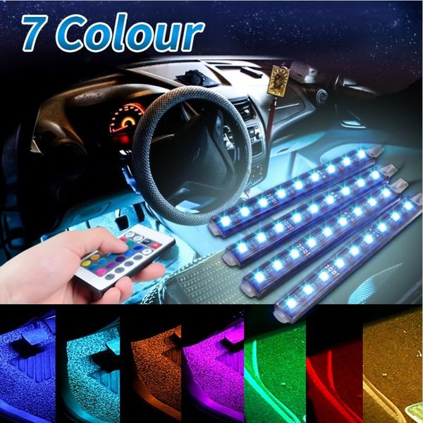 5050 9 Smd 10w Led Rgb Car Auto Interior Floor Decorative Atmosphere Strip Pathway Deco Floor Light Remote Control Dc12v Best Automotive Light Bulbs