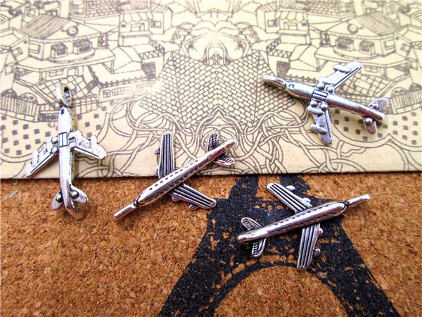 

120pcs- airplane charms, antique tibetan silver mini aircraft plane charm pendants 22x15mm, Bronze;silver