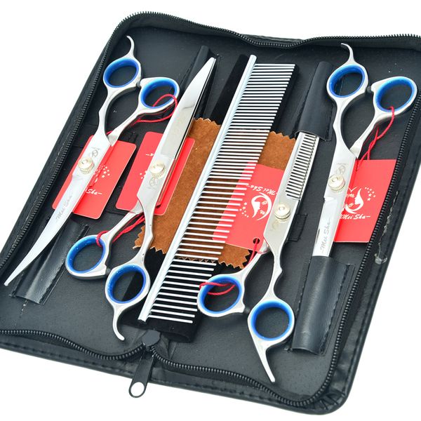 7.0 Inch Meisha Pet Scissors Dog Grooming Scissors Set Giappone 440C dritto + curvo + forbici diradanti Kit Cani Forniture. HB0061