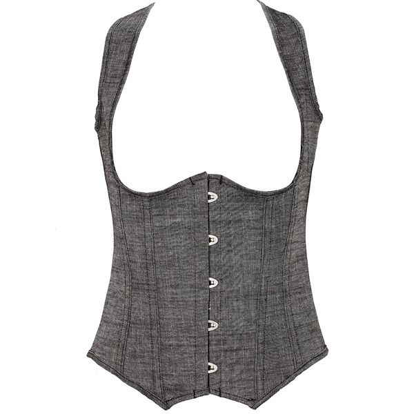 

wholesale underbust vest waist training corsets gothic bustier denim corset with strap gray corpete corselet slim body shaper 0840, Black;white