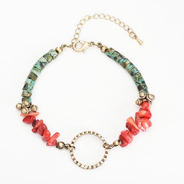 

original design bohemia retro bracelet with natural turquoise coral stones diy craft accessories ing