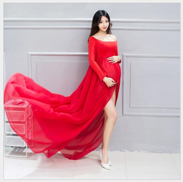 

Одежда для беременных для фотосессий красные родильных платья новые летом 2017 год