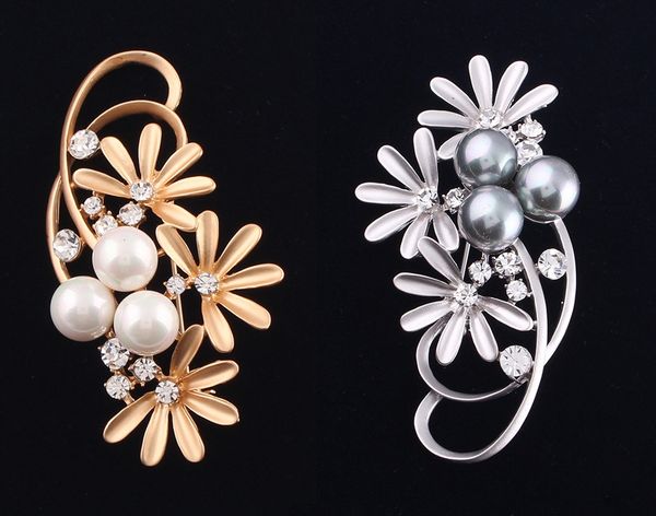 

vintage rhinestone brooch pin alloy pearl flowers jewelry broach corsage for bridal wedding invitation costume party dress brooch pin, Gray