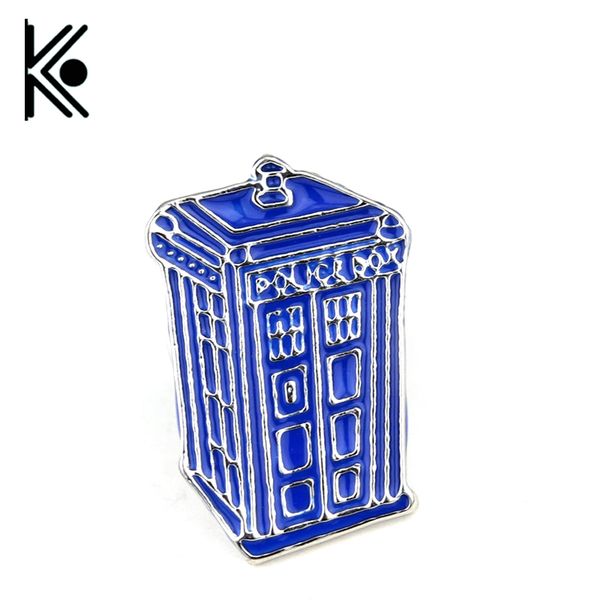 

wholesale- doctor who dr mysterious series brooch badges fashion blue tardis box enamel tie lapel icons brooch pins dress, Gray