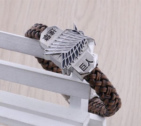 

Wholesale- Attack On Titan Rope Chain Bracelets Shingeki No Kyojin Scouting Legion Floating Charms Men Women Bangles Cosplay
