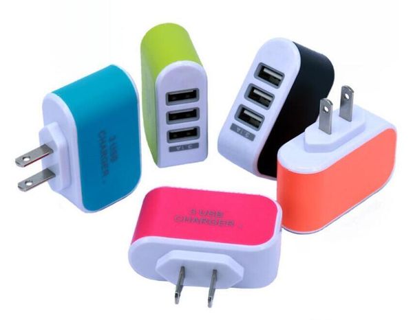 

сша ес plug 3 usb настенные зарядные устройства 5v 3.1 a светодиодный адаптер с тройной usb-порты для мобильного телефона путешествия удобны