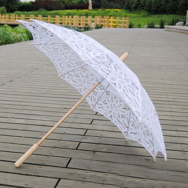 Guarda-chuva de parasol do laço do vintage para festa de casamento Renda nupcial guarda-chuvas handmade preto e bege bordar laço parasol