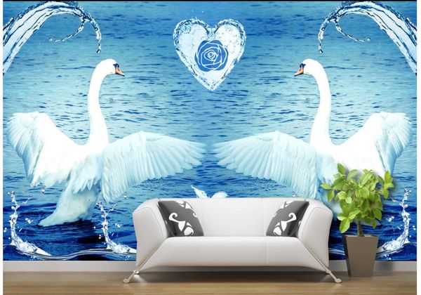 

3d обои для комнаты стиль жизни обои лебединое озеро синий 3d стерео стены современная гостиная обои